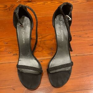 Stuart Weitzman braids anthracite suede heels